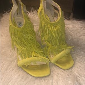 Yellow suede fringe Steve Madden shoes